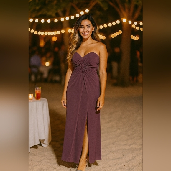 Womens long chiffon dress - Picture 1 of 6